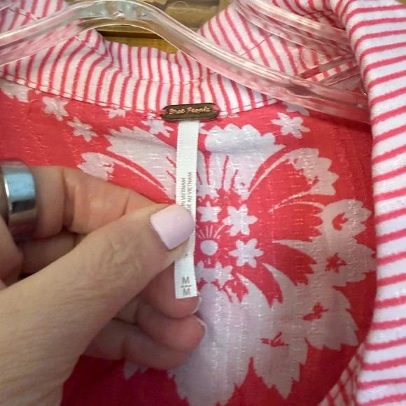 Free People Pink and White Button-Down Blouse - Picture 2 of 5